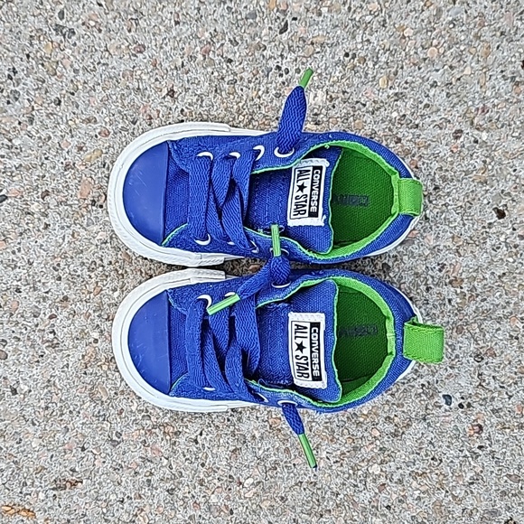 Converse No Time To Lace Tie Slip On Low Top Sneakers Royal Blue & Green - Picture 3 of 9